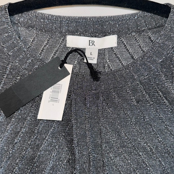 Banana Republic METALLIC RIBBED Thin SWEATER TOP Sparkle holiday L New - Picture 4 of 10
